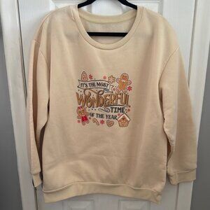 SHEIN Cream Holiday Sweatshirt
